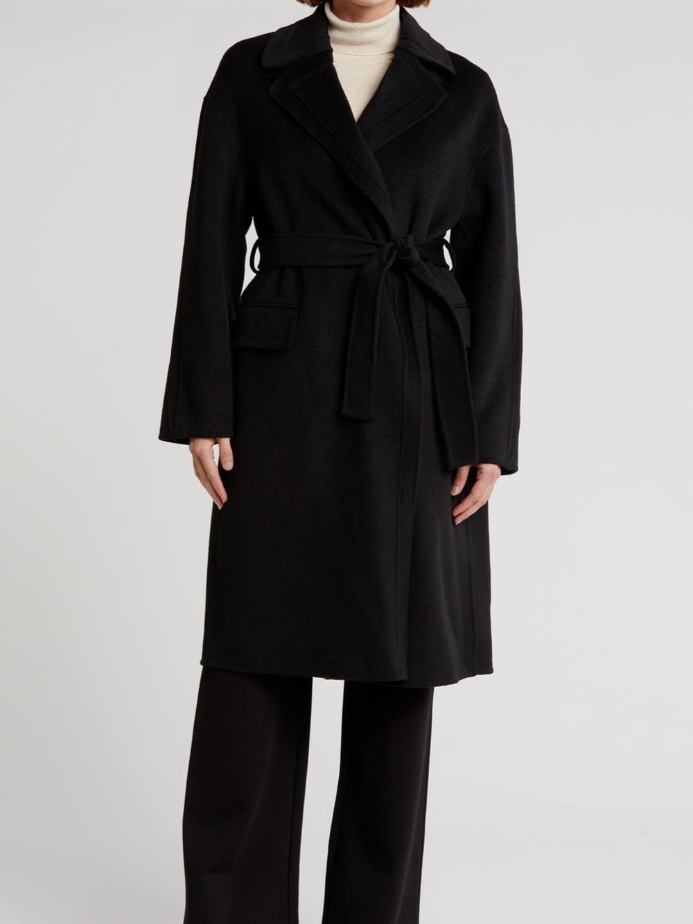 Tahari Sheena Black Wrap Trench Coat Like New